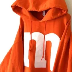 M イニシャル スウェット パーカー L オレンジ 古着