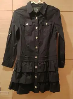 黒いフリル付き長袖ワンピース　140のサムネイル