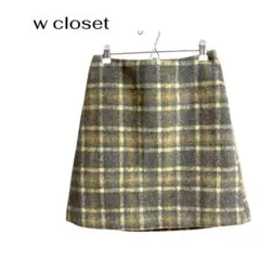 w closet カジュアル デート チェック柄 スカート ウエストゴムギャル