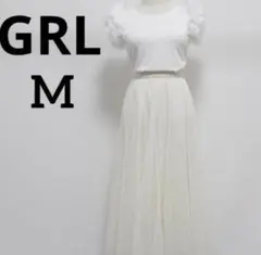 GRL ブラウス ホワイト 半袖 ノースリーブ フリル M