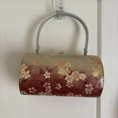 和装用バッグ 赤と金の花柄