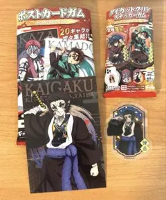 鬼滅の刃　ダイカットクリアステッカーとポストカード　獪岳