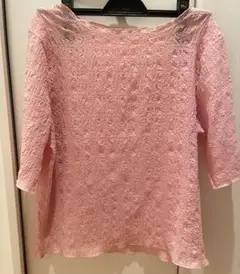 ehka sopo ピンク 半袖 レース トップス シアー