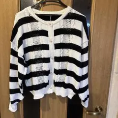 ストライプニットカーディガン　春用　大きいサイズ