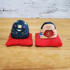 ​ころりん五月人形 金太郎＆クマ ハンドメイド 作家作品 置物 縮緬座布団付き