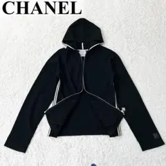 CHANEL スポーツライン フード付きジップアップパーカー ビッグココ 42 シャネル(CHANEL)シャネル ジップアップパーカー スポーツライン