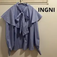 INGNI イング　リボンブラウス　ブルー　イージーケア