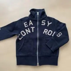 【美品】デニムダンガリー　綿100%ジップアップ　100cm ネイビー