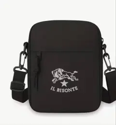 IL BISONTEロゴ　ブラックショルダーバッグ