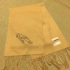 cacharelカシミヤマフラー　ムーンバット 黄色　鳥ビジュー付き