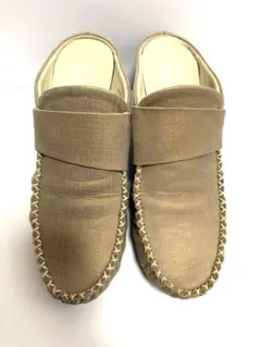 レディース ミュール サンダル ウェッジソール ベージュ ナチュラル 24cm