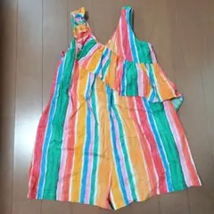 カラフルストライプサロペット　ザラ　ZARA　オーバーオール