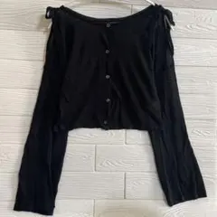 肩出し　 ブラックカーディガン　リボン　羽織り　透け感　春　袖フレア320