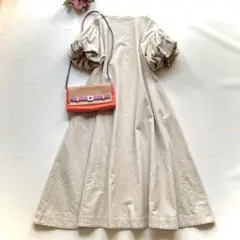 極美品　k3&co. 麻綿　ボリュームスリーブ　ロングワンピース　Aラインのサムネイル