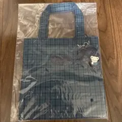 新品 familiar ファミリア トートバッグ 青 ギンガムチェック 小