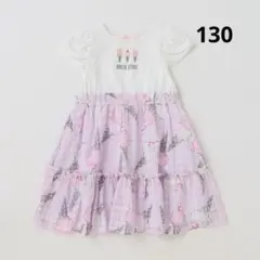 メゾピアノ　アイス柄ドッキング ワンピース