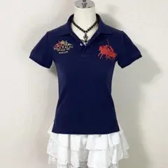 y2k ラルフローレン ビッグポニー ポロシャツ 平成ギャル 平成女児 ネイビー