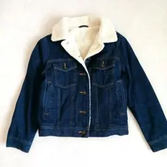 GU ボア襟付きダークブルーデニムジャケット Sサイズ