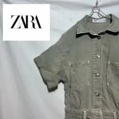 ZARA オリーブグリーン デニムジャンプスーツ オールインワン