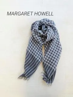 美品✨マーガレットハウエル 大判ストール リネン×コットン ライトグレー LINEN GRAPHIC CHECK SCARF | MARGARET HOWELL（マーガレット