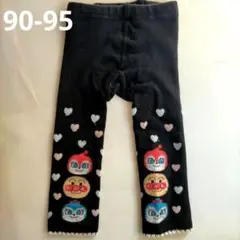 アンパンマ柄ベビースパッツ 90-95 黒 ハート ドキンちゃん コキンちゃん