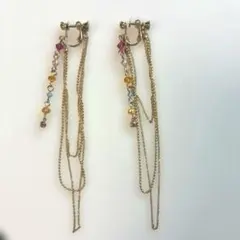 カラフルビーズチェーンイヤリング