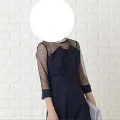 結婚式 披露宴 パーティードレス お呼ばれ ロング丈 ワンピース ネイビー M