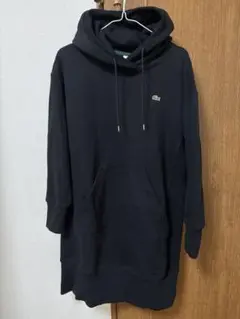 A409 ラコステ スウェットワンピース パーカー リバースウェーブ 長袖 黒色 A409 ラコステ スウェットワンピース パーカー リバースウェーブ