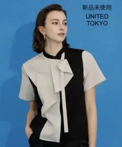 ❤︎人気色❤︎ UNITED TOKYO ピンタックバイカラーブラウス（ブラック