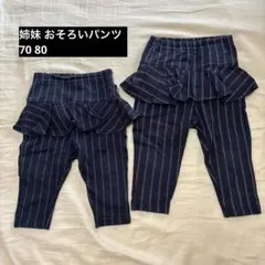 フリル付き ストライプ レギンスセット 70・80 おそろい