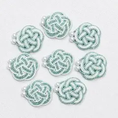 【水引】梅結び 4本取り　ラメ水色×白☆