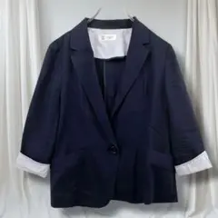 MICHEL KLEIN テーラードジャケット 七分袖 38 春 紺 レディース