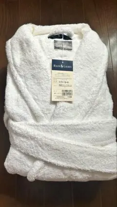 ラルフローレン バスローブ L 綿100% ホワイト ポロ刺繍 イニシャル入り