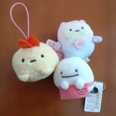 すみっコぐらしてのりぬいぐるみマスコット 3個セットエビフライおばけたぴおか