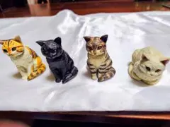 はしもとみお猫の彫刻ガチャガチャ４個セット木彫り彫刻家フィギュア
