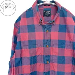 古着 アバクロンビー＆フィッチ チェックシャツ M SLIM ピンク系