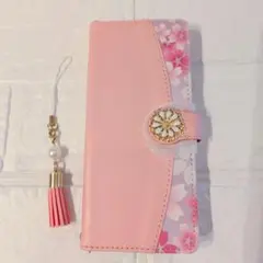★Xperia 8 ケース 手帳型 SOV42 902SO 桜花 ピンク