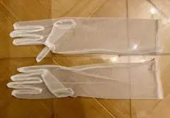 ウェディング　グローブ 40㎝　オーガンジー　シフォン素材　ブライダル