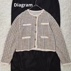 極美品✨ダイアグラム ツイードニットカーディガン ジャケット 金ボタンのサムネイル