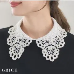 ホワイト レース パール つけ襟