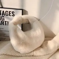 ファーハンドバッグ ホワイト アイボリー レディース バッグ カバン 秋冬