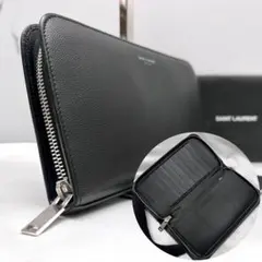 ◇美品◇サンローラン　ジッピーオーガナイザー　キャビアスキン　ブラック