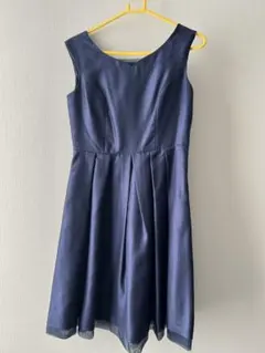 ネイビー Aラインドレス フォーマル　膝丈