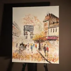 手書き油絵 パリの街角 額付 肉筆絵画 インテリア 油彩画 - メルカリ