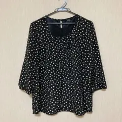 シフォンブラウス ドット　ブラック　トップス チュニック