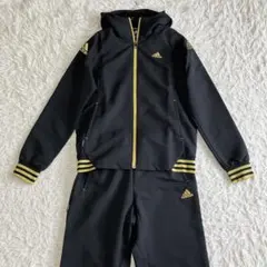 ◎極美品 アディダス 人気の黒×金 ジャージ上下セット L スポーツカジュアル
