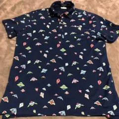 ルコックスポルティフゴルフ　メンズ　半袖ゴルフポロシャツ　ストレッチ　総柄　LL