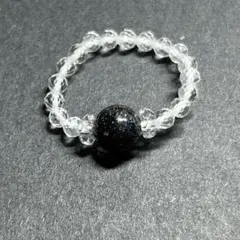 BR646 天然石 パワーストーン ビーズリング ブラックマトリックスオパール