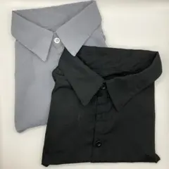【2枚セット】シンプルな無地のつけ襟 グレー ブラック ストラップ付