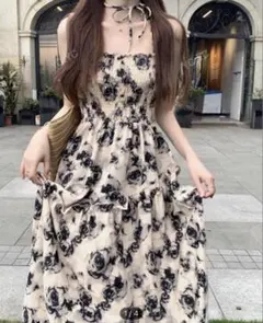 【Sサイズ1度着用】オールオーバーフローラルプリント キャミドレス